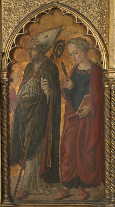 A Bishop (Donatus?) and a Female Martyr (Antilla?), 1450, Master of Pratovecchio