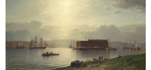 The Narrows and Fort Lafayette, Ships Coming into Port, 1868, Samuel Colman