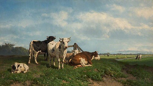 Cattle in Meadows, 1876, Hendrik Savrij