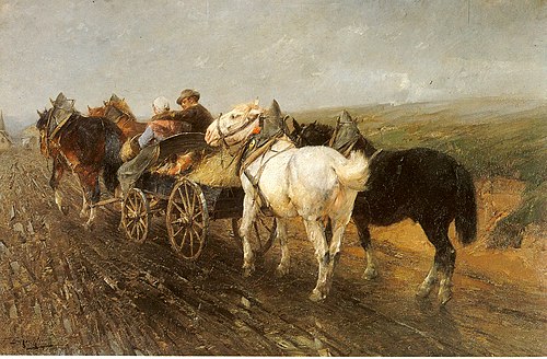 Homecoming from the market, 1886, Friedrich Eckenfelder