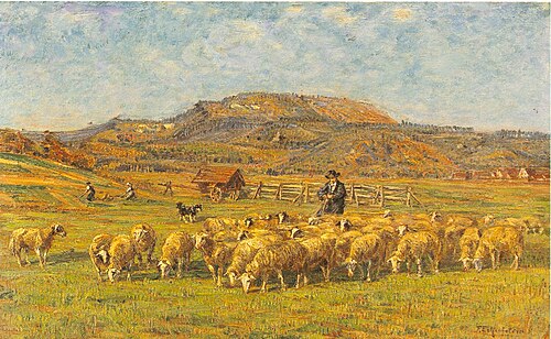 Schafherde vor dem Hundsrücken, 1920, Friedrich Eckenfelder