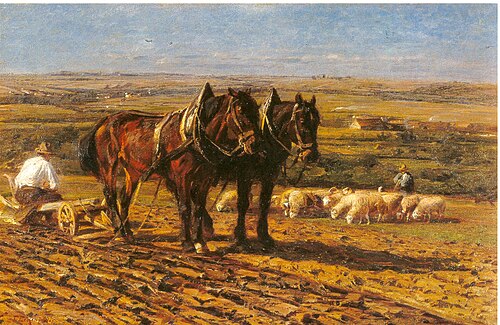 Vesperpause beim Pflügen, 1900, Friedrich Eckenfelder