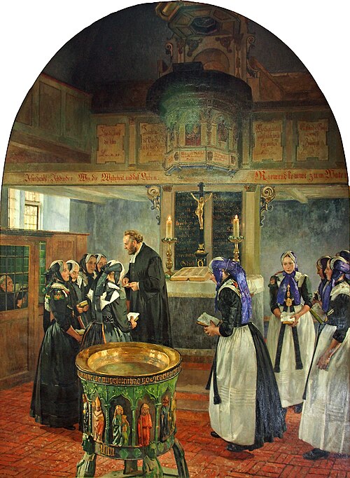 Abendmahl in Selsingen, 1893, Christian Ludwig Bokelmann