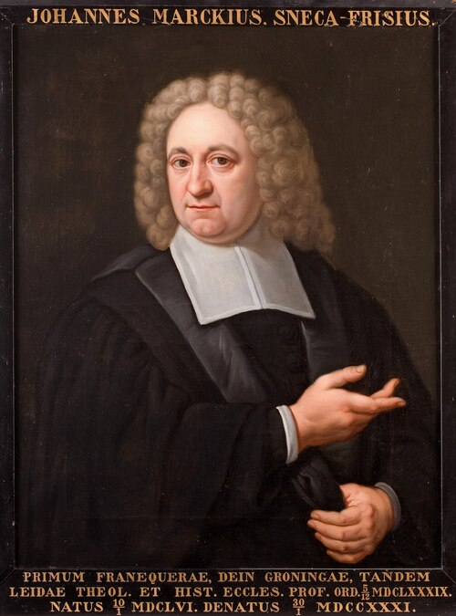 Portret van Johannes à Marck, hoogleraar Godgeleerdheid te Leiden, 1710, Martinus de la Court