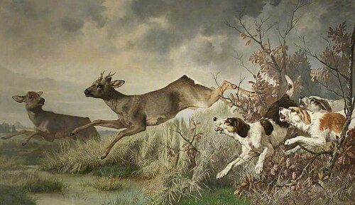 A Deer Hunt, 1863, Charles Verlat