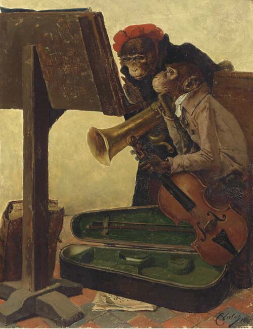 Musical monkeys, 1880, Charles Verlat