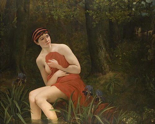 Baigneuse surprise par un cerf, 1850, Charles Verlat