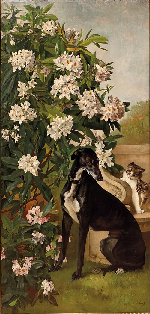 Greyhound and cat, 1850, Charles Verlat