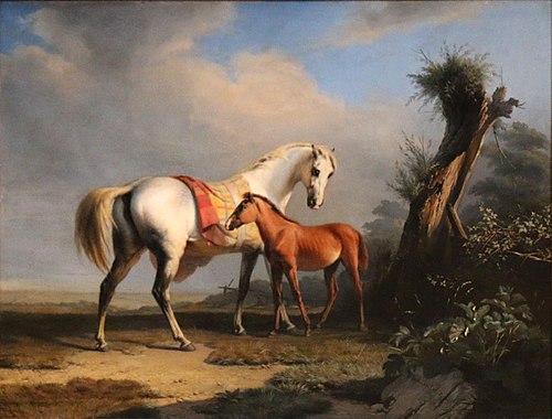 Une jument et son poulain, 1846, Charles Verlat
