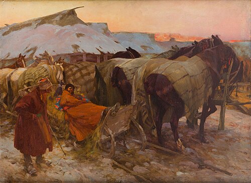 In front of the cottage, 1922, Stanisław Bohusz-Siestrzeńcewicz