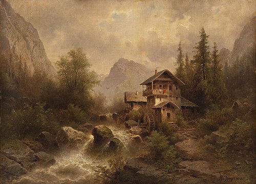 Mühle am Gebirgsbach, 1850, Albert Rieger