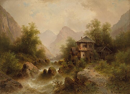 Wasserfall mit Mühle, 1905, Albert Rieger