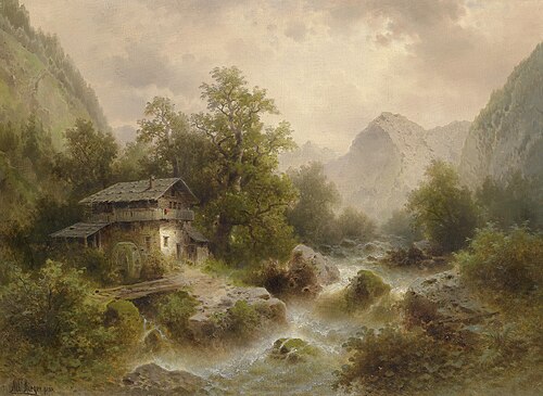 Mühle am Gebirgsbach, 1905, Albert Rieger