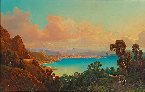 View of the bay of Trieste, 1859, Albert Rieger