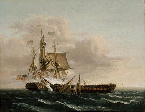 Engagement entre la "Constitution" et la "Guerrière", 1813, Thomas Birch