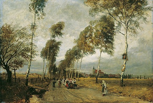 Landstraße mit Birkenallee, 1893, Hugo Charlemont