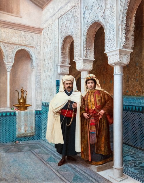 Couple de dignitaires dans un palais, 1890, Auguste Raynaud