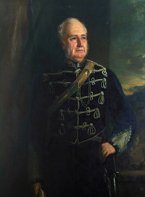 Charles Shaw-Lefevre (1794–1888), 1st Viscount Eversley, in the Uniform of the Hampshire Carabiniers, 1875, Robert Herdman