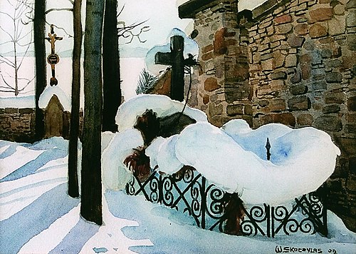 Motyw z cmentarza, 1909, Władysław Skoczylas