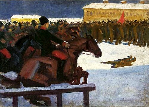 Street demonstration, 1905, Władysław Skoczylas