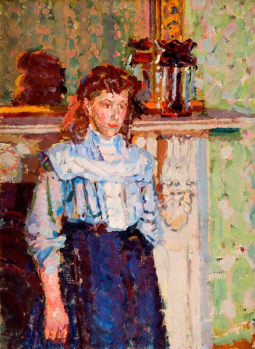 Interior with a Girl by a Mantelpiece, 1912, Harold Gilman