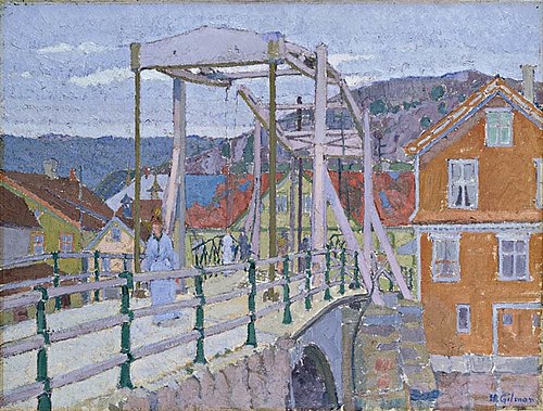 Canal Bridge, Flekkefjord, 1913, Harold Gilman