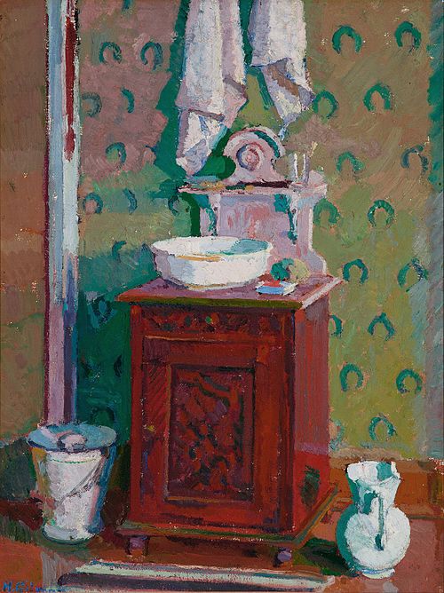 Interior with a washstand, 1914, Harold Gilman