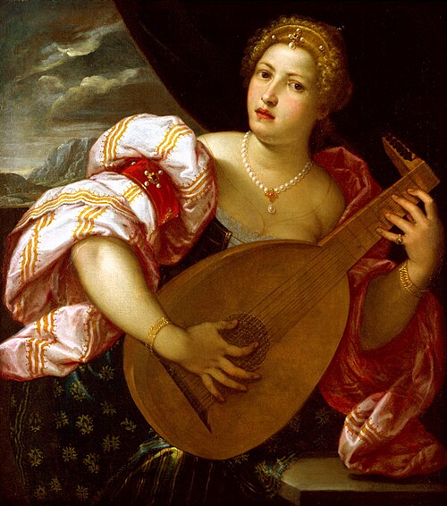 Young Woman Playing a Lute, 1570, Parrasio Micheli