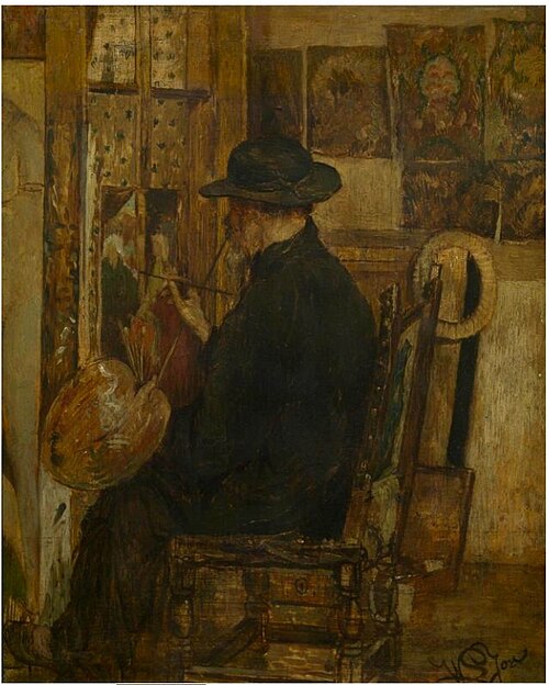 Self-portrait in his studio, 1875, Willem Linnig Junior
