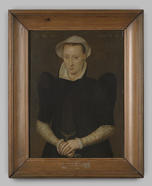 Portret "Onbekende vrouw" op hout uit de omgeving A. Moro, 1561, 1561, Antonio Moro