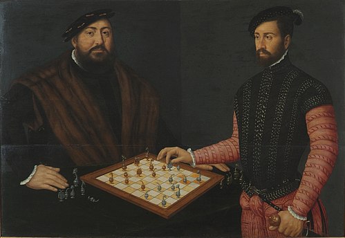 Jean-Frédéric de Saxe jouant aux échecs avec un noble espagnol, 1548, Antonio Moro