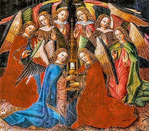 Verehrung der Monstranz durch Engel, 1440, Meister des Rottweiler Hochaltars