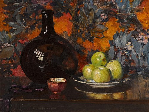 Still Life of a Black Bottle and Apples, , James Paterson