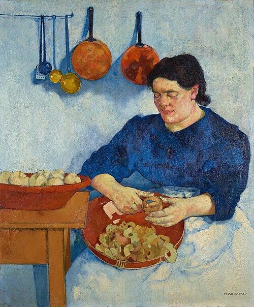 Beim Kartoffelschälen, 1910, Max Buri
