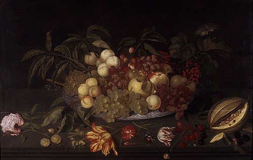 still life: fruit and flowers, 1625, Johannes Bosschaert