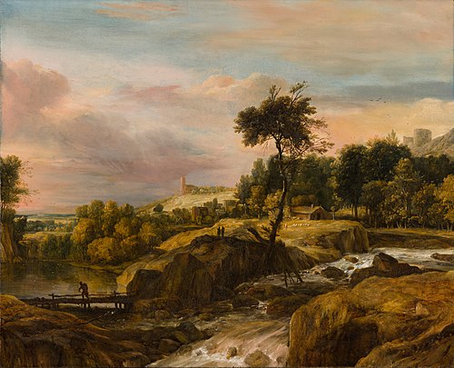 Mountainous Landscape with Waterfall, 1665, Roelant Roghman
