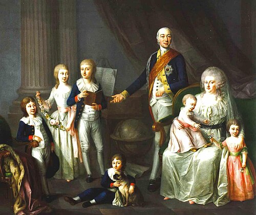 Familienbildnis Herzog Friedrich Franz I. von Mecklenburg-Schwerin, 1788, Daniel Woge