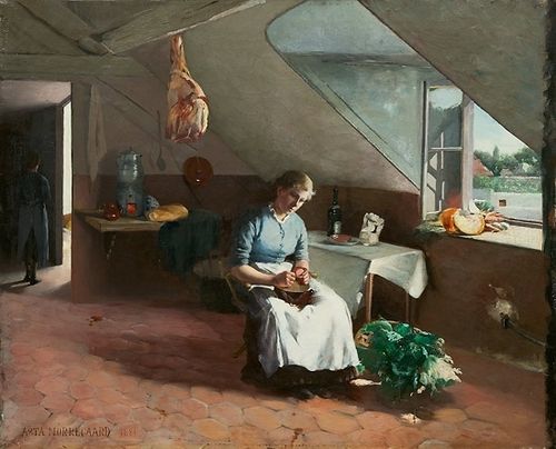 French kitchen interior, 1881, Asta Elisa Jakobine Nørregaard