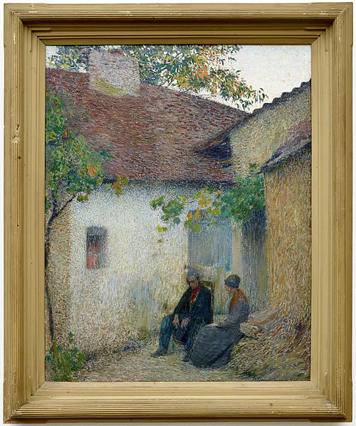 Couple en conversation devant la ferme, , Henri Martin