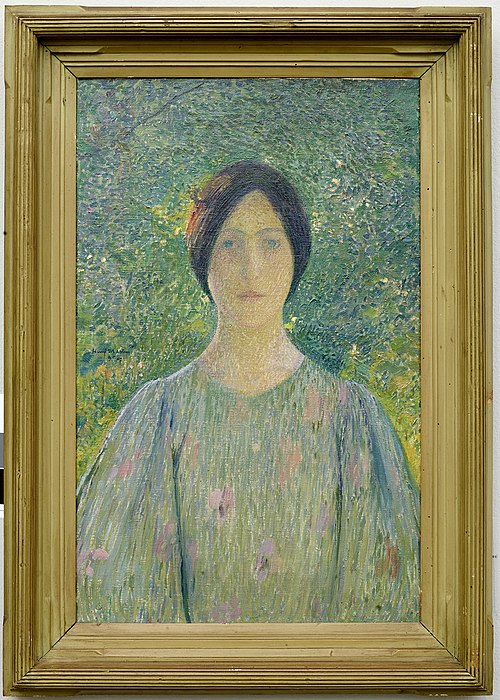 Jeune femme à la robe fleurie, , Henri Martin