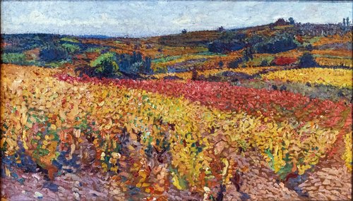 Vignes en automne, étude pour Les Vendanges, 1927, Henri Martin