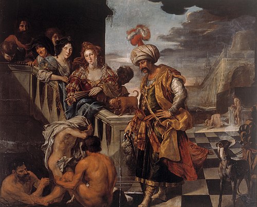 Bathing in an Oriental Harbour, 1604, Pieter Isaacsz