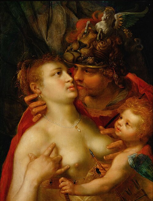 Mars, Venus and Amor, 1600, Pieter Isaacsz