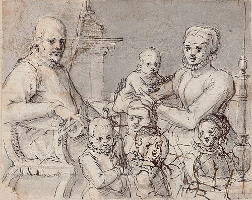 Portrait de famille., 1580, Pieter Isaacsz