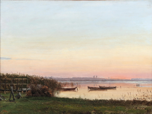 Boats in an inlet., 1870, Vilhelm Kyhn