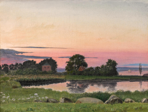 Landscape near Ry at sunset., 1871, Vilhelm Kyhn