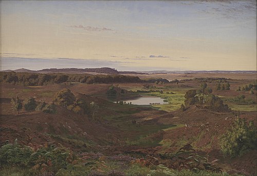 Nordsjællandsk landskab. Eftermiddagsbelysning, 1849, Vilhelm Kyhn