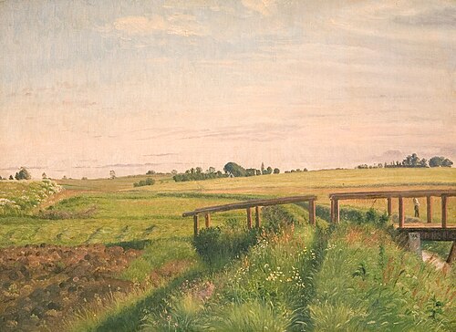 Marklandskab med en bro, 1858, Vilhelm Kyhn