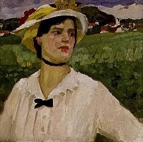 Mädchen mit Hut bei Wessling, 1914, Reinhold Max Eichler