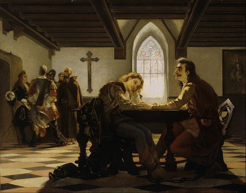 Péter Zrínyi and Kristóf Frangepán in Prison at Wiener Neustadt, 1864, Viktor Madarász
